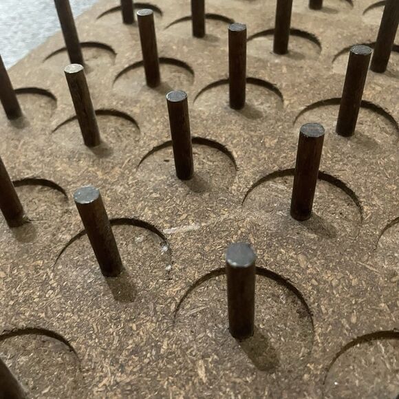 Vintage Thread Holder 42 + 9 Bobbin Wooden Wall Hanging Organizer 1979 Provo UT - Picture 4 of 7